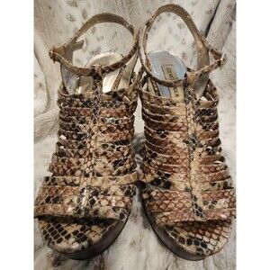 Steve Madden‎ Designer Womens High Heel Shoes Wedge Platform Leather Snake  6 M